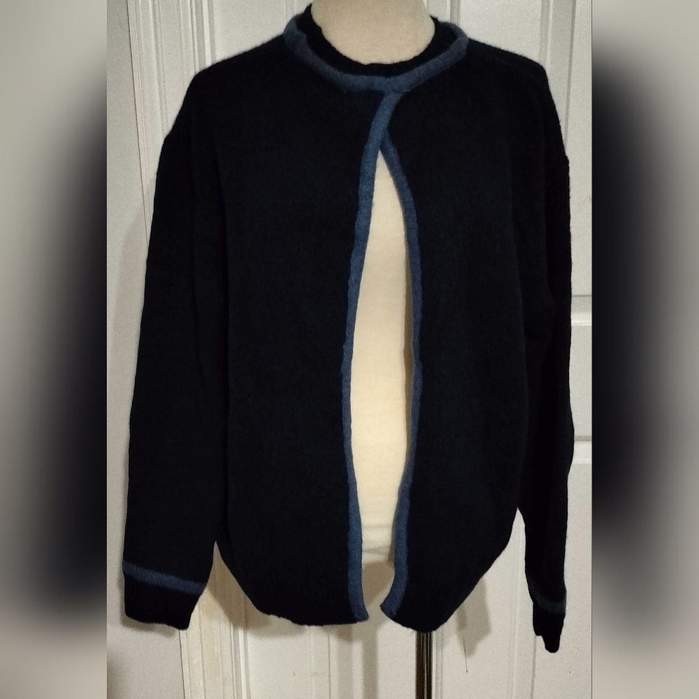 Zara Black Sweater with Blue Trim